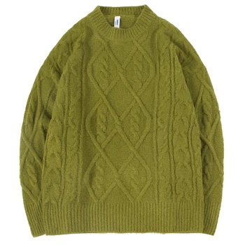 

Men's Jumpers Chunky Knitted Sweater Cashmere Pullover Tops Warmth Trend Retro for Young Boys Outdoor Solid Color Autumn Winter