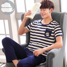 Хлопковые мужские пижамы, парные пижамы, набор, повседневная одежда для сна, мужские пижамы, ночные рубашки, пижамы, плюс 3XL, домашняя одежда