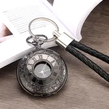 

Vintage Black Silver Roman Numerals Quartz Pocket Watch 2021 New Leather Rope Chain Hollow Pendant Watches Clock Men Women Gifts