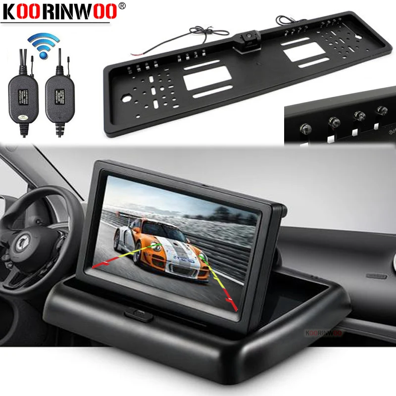 Koorinwoo 2 4G Беспроводная рамка для лицензии камера AHD с монитором автомобиля дисплей