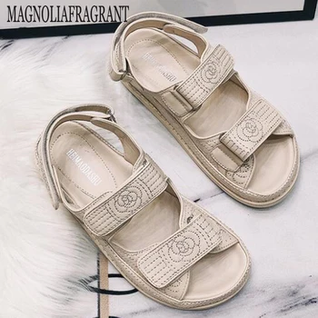 

2020 new summer flat shoes fashion women's Beach sandals Hook & Loop platform Leisure roman shoes female sandals mujer hy566