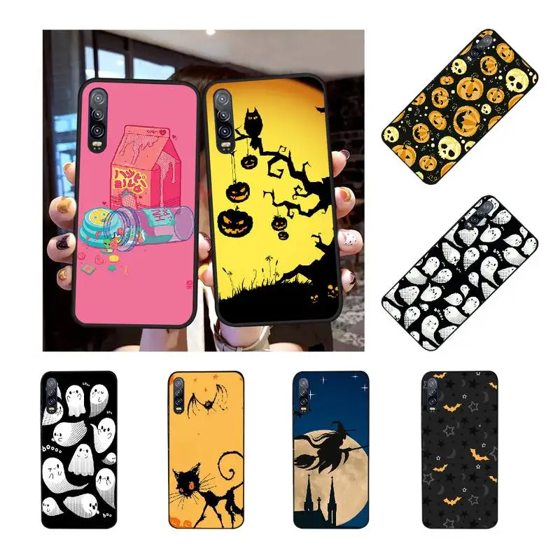 

NBDRUICAI Pumpkin Halloween Bat Witch Boo Black TPU Soft Phone Case Cover for Huawei Honor 20 10 9 8 8x 8c 9x 7c 7a Lite view