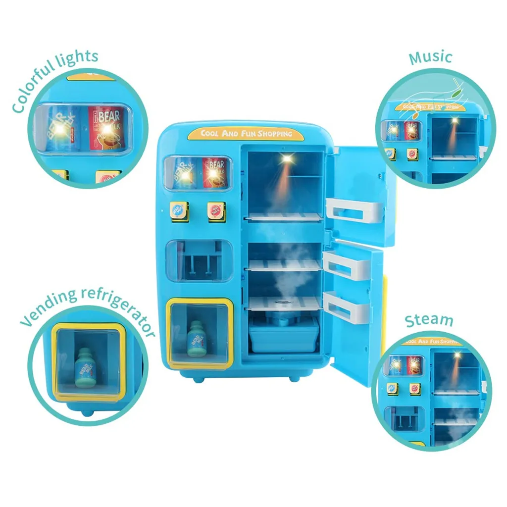 Новинка 31 шт. детская кухонная игрушка торговый холодильник с противотуманным звуковым светом ролевые игрушки 814