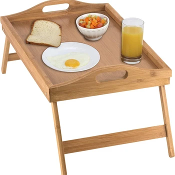 

Portable Folding Table Bed Tray Table with Folding Legs and Breakfast Tray Bamboo Bed Table and Bed Tray with Legs