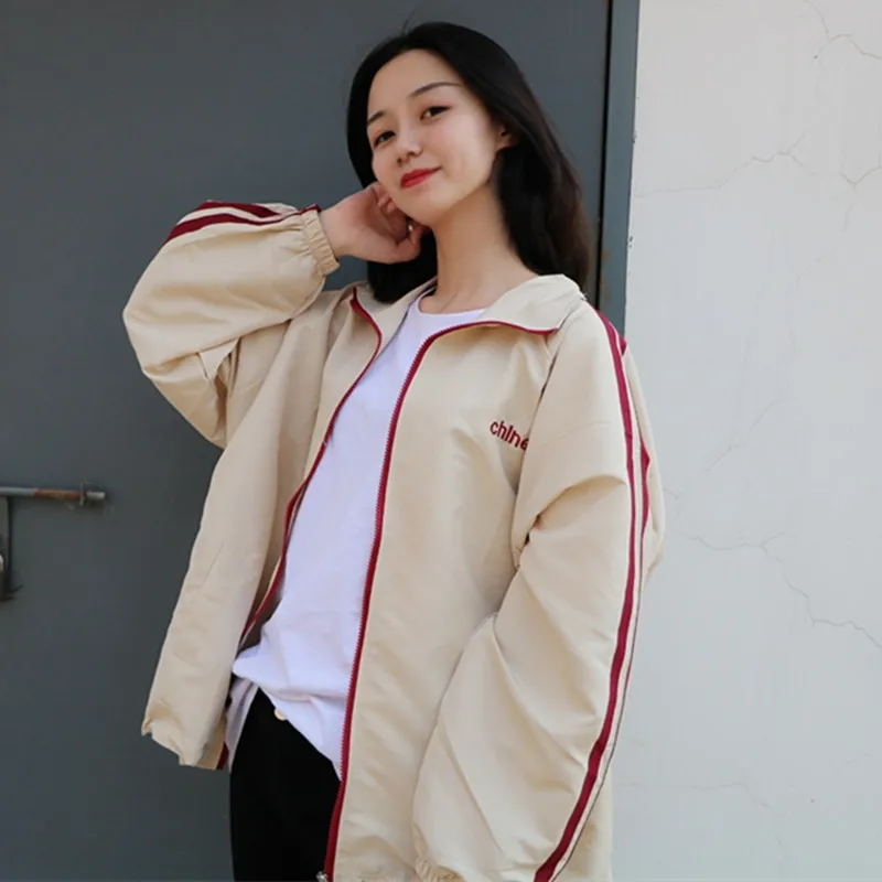 

Spring Fashion Jacket Women Oversized BF Wind Windbreaker Coat Drawstring Waist Loose Outerwear Solid Autumn Spring Jackets Coat