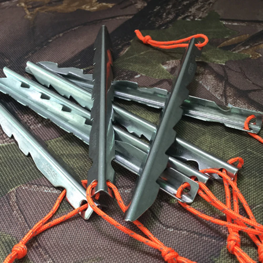 

4 PCS Stainless Steel Tent Pegs Camping Shelter Tent Stakes Outdoor Camping Tent Pegs Kit