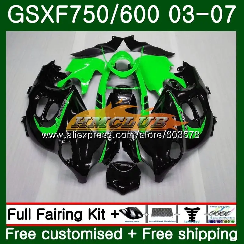 Корпус для Suzuki Katana GSXF 750 600 GSXF600 03 04 05 06 07 3CL. 99 GSX750F GSXF750 2003 2004 2005 2006 2007 обтекатель цвета: зеленый, черный