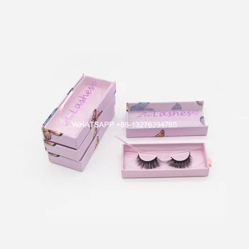 

Pink Butterfly Mink Lash Case Custom Lashbox Packaging With Logo 20mm Mink Eyelash Packaging Box Nature Mink Lashes Supplier