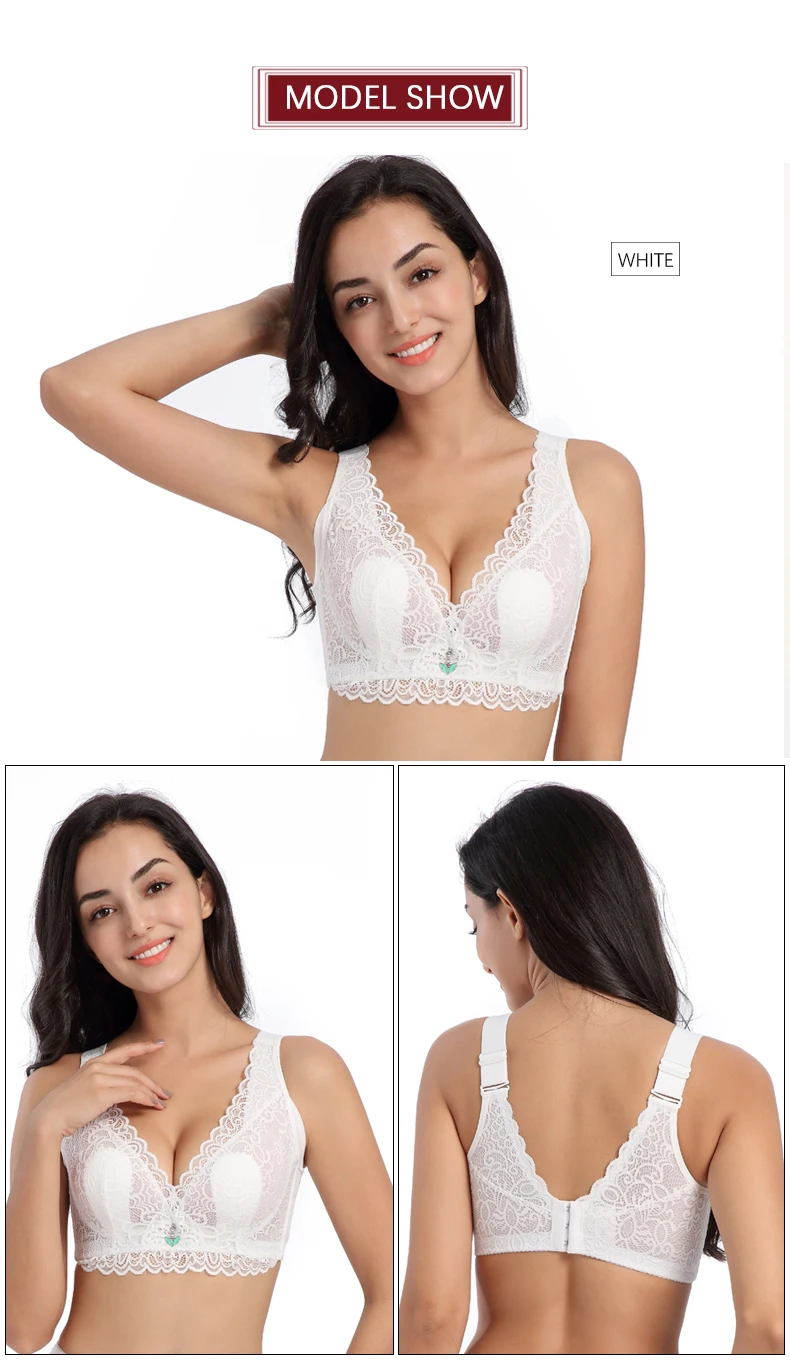 Hot New Sexy Ladies Big Size Full Cup Lace Push Up Bra Women Deep V Plus Size Bra