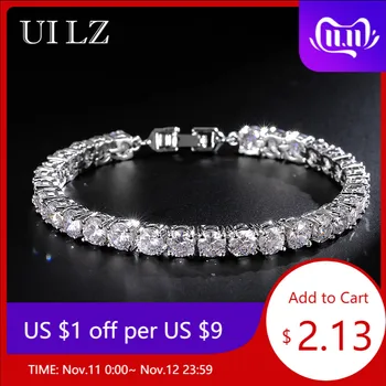 UILZ Zircon Rome Bride Wedding Bracelet Bangles Hip hop Jewelry Cut 5 0 mm CZ Tennis