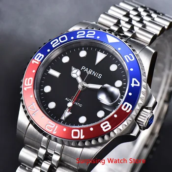 

Parnis 40mm Automatic Mechanical GMT Watch Men Luxury Brand Ceramic Bezel Luminous Waterproof Sapphire Calendar Wristwatch Men