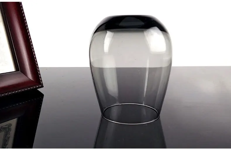 Qixian Factory Customizable Greyish Black Glass Footless Wine Glass Lead-Free Crystal Artificial Blown Greyish Black Egg Cup