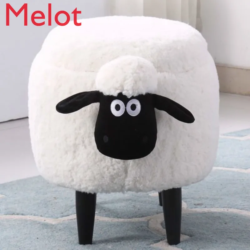 

Solid Wood Creative Sheep Storage Stool Makeup Stool Living Room Change Shoe Bench Dressing Table Stool Storage Sofa Stool