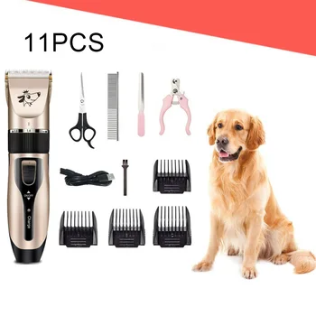 

11Pc/Set Low Noise Rechargeable Dog Hair Trimmer Pet Shear Cutter Machine Comb Scissor Nail Clippers File Brush Kit USB Charging