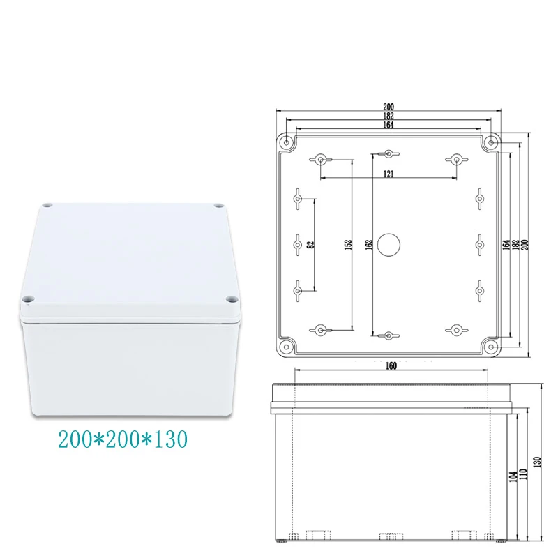 Большой размер ABS пластик IP67 водонепроницаемый распределительная коробка DIY наружная электрическая Соединительная коробка кабельный филиал коробка корпус 380*190*130 - Цвет: 200X200X130