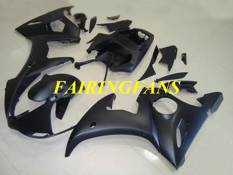 Мотоциклетный вставной обтекатель комплект для YAMAHA YZFR6 03 04 05 YZF R6 2003 2004 2005 YZF600 все матовые черные Обтекатели Кузов+ подарки YJ08