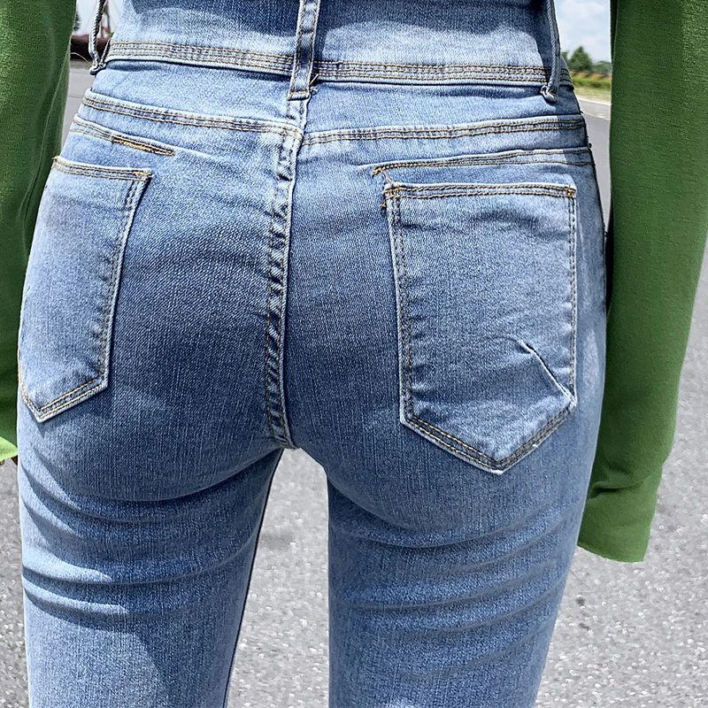 Новые осенние повседневные джинсы брюки карандаш джинсы, облегающие брюки для девочек в Корейском стиле Хлопковые фирменные носки микро-Эластичные Обтягивающие джинсы размеры: 30, 31, 32
