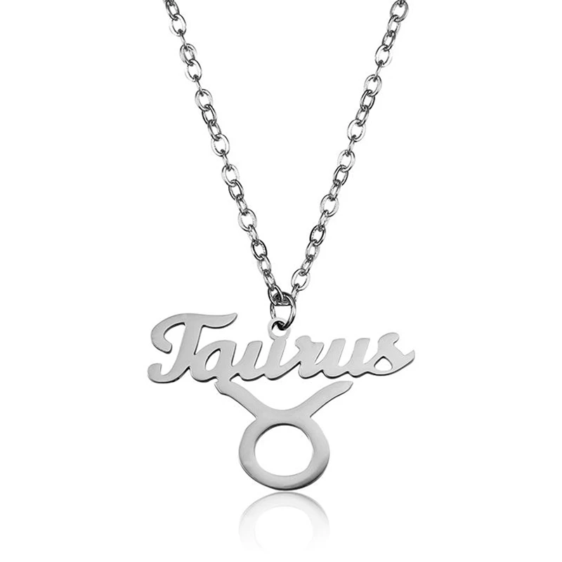 Женское Ожерелье со знаками Зодиака из нержавеющей стали|taurus pendant|stainless steel charm