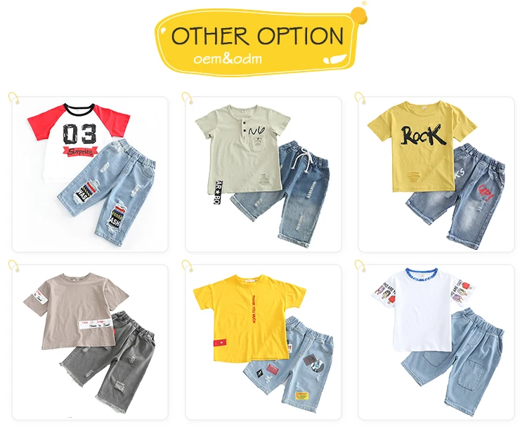 Designer Children Clothes Boy Clothing Sets Two Piece Suit White T-Shirt Jeans Children Kids Short Sets
