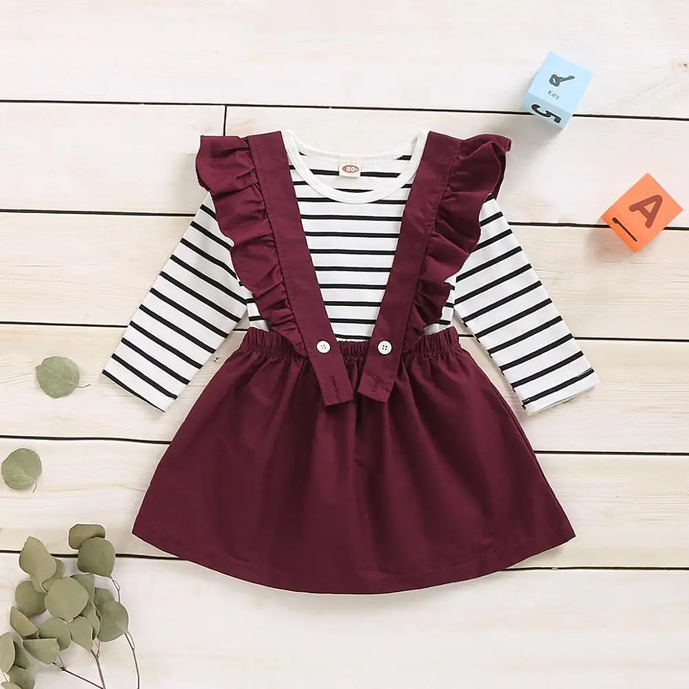 

Toddler Baby Girls Princess Clothing Set Long Sleeve T-shirt+ Suspender Dress Outfits for Little Kids Clothes Spring Autumn Wear