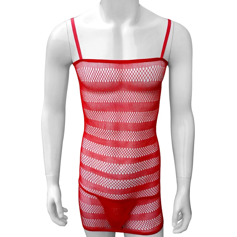 

Straped Mesh Underwear For Sissy Sexy Lingerie Plus Size Mens Mesh Babydoll Dress Bondage Body Bodysuits Gay Erotic Costumes