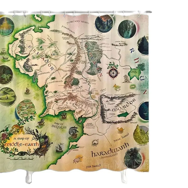 

Middle Earth Map By Ho Me Lili Shower Curtain For Bathroom Magic Vintage Theme Polyester Fabric Decor With Hooks