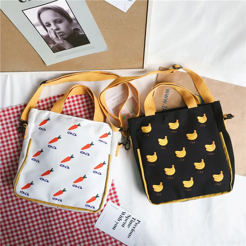 

College Student Class Shoulder Bag Women's 2019 New Style Korean-style Versatile INS Fashion Printed Students One Shoulder Canva