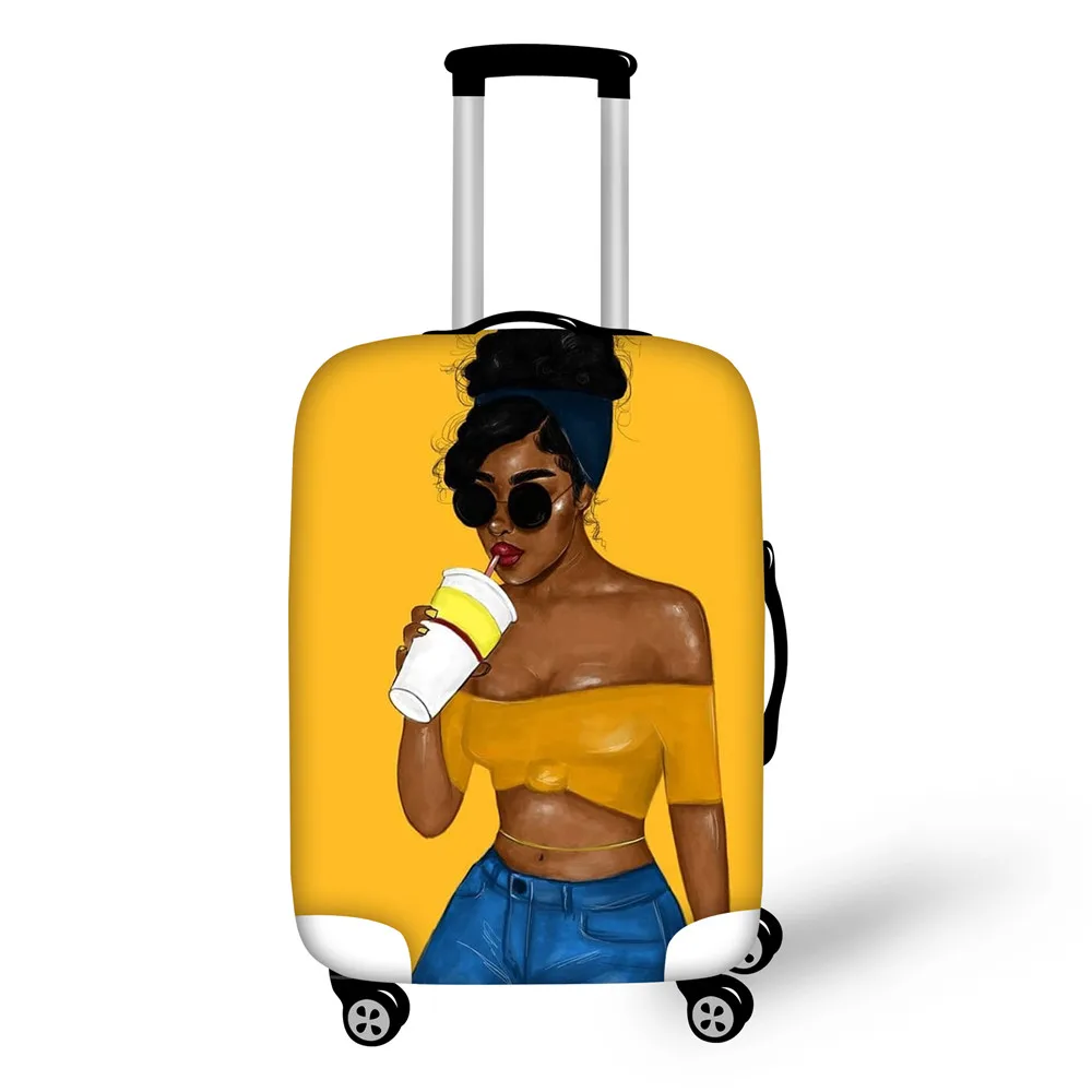 FORUDESIGNS/растягивающиеся багажные Защитные чехлы для женщин в африканском стиле для девочек, черный пылезащитный чехол для чемодана, эластичный Чехол для багажа - Цвет: YQ4064