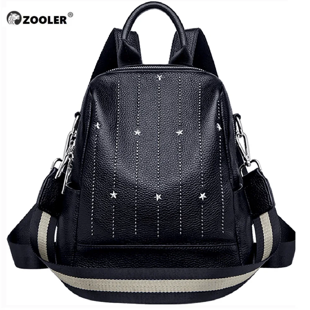 ZOOLER Diamond Bag100% натуральная кожа черные женские рюкзаки первый слой воловья кожа Зимний рюкзак для молодых девушек дорожная сумка# C209