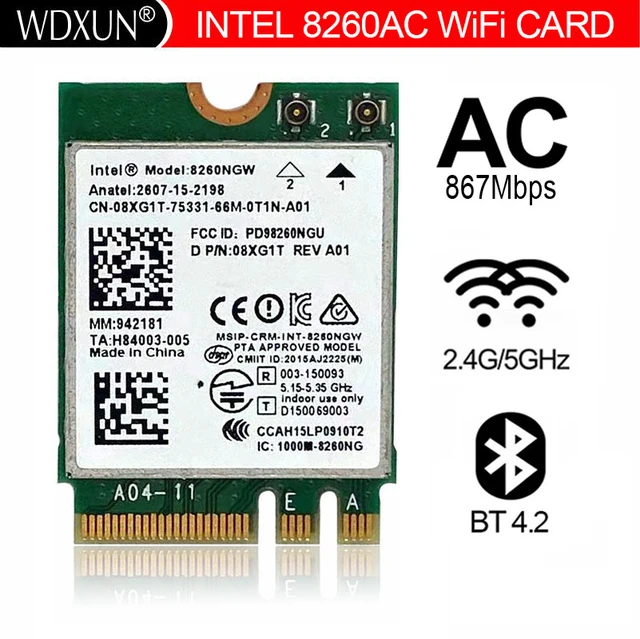 Intel Wireless-AC 8260 8260NGW 8260ac NGFF M.2 Dual Band Card 802.11a/b/g/n/ac 867mbps BT 4.2 module Network Card