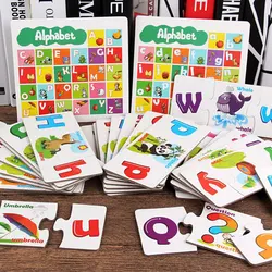 Carta correspondência cartão quebra cabeça brinquedos para crianças aprender letras juguetes desenvolver inteligência bebê crianças brinquedos de madeira presente de aniversário