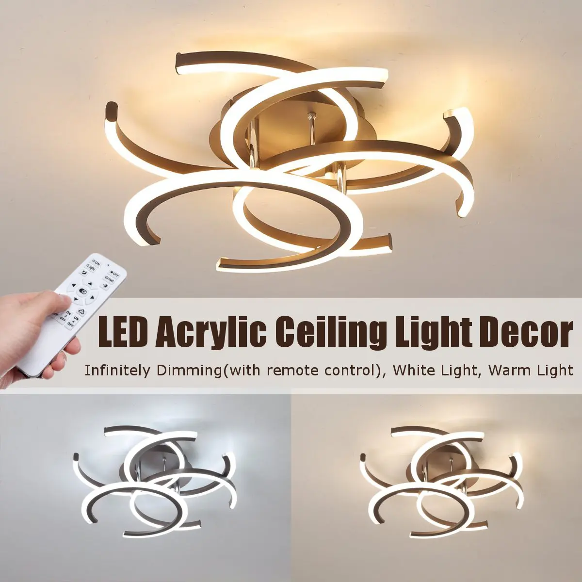 

220V Acrylic LED Ceiling Light Lamp Remote Control Dimmable Hallway Bedroom Fixture Home Decor Modern Indoor Lighting 36W
