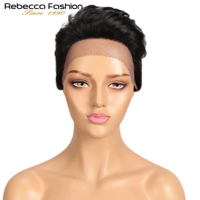 Rebecca Short Straight Hair Wig Pixie Lace Human Hair Wigs For Black Women Peruvian Remy Short Lace Pixie Cut Fashion wig human hair lace frontal