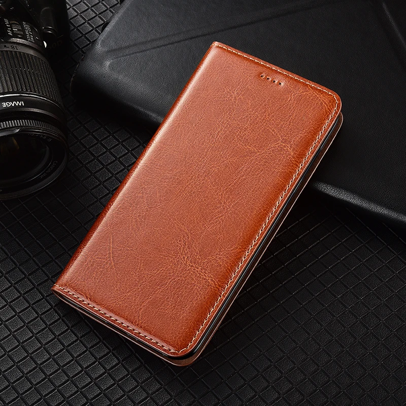 Magnet Genuine Leather Flip Wallet Phone Case Cover