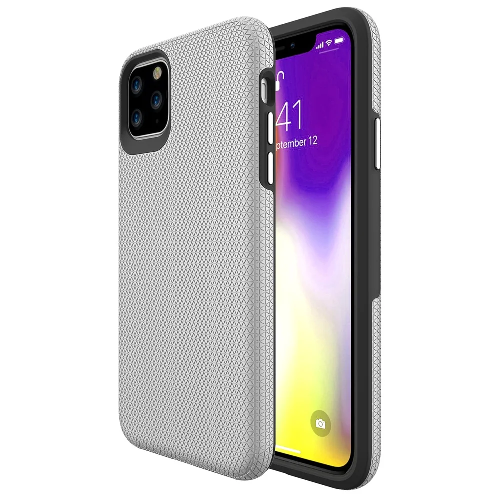 Бронированный чехол для телефона для iPhone 11 Pro Max Гибридный удар прочный мягкий ТПУ и Жесткий ПК Противоударный защитный чехол - Цвет: Silver