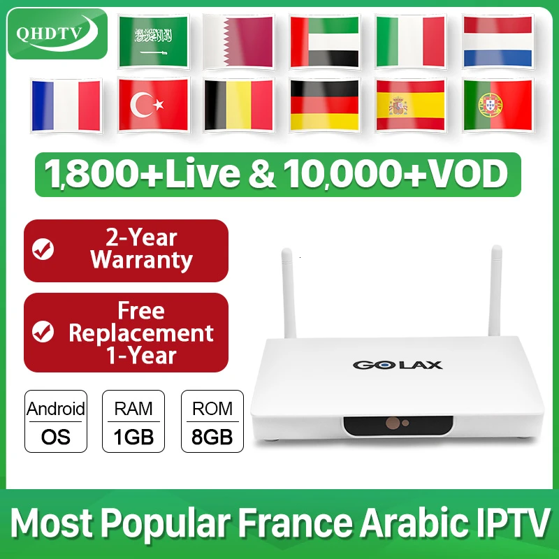 

4K French IPTV Arabic 1 Year QHDTV IPTV Subscription GOLAX-M7 S905W H.265 Arabic IP TV Algeria Android 7.1 Qatar French IPTV Box
