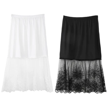 

Lace Half Slip Skirts Extender Elastic Waist A-line Hollow Petticoat Underskirt