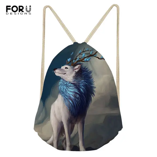 FORUDESIGNS/модные сумки на завязках для путешествий "Fantasy Wolf" узор Для женщин обувь карманы мультфильм дизайн с изображением животных, рюкзак для путешествий - Цвет: CDWX3752Z3