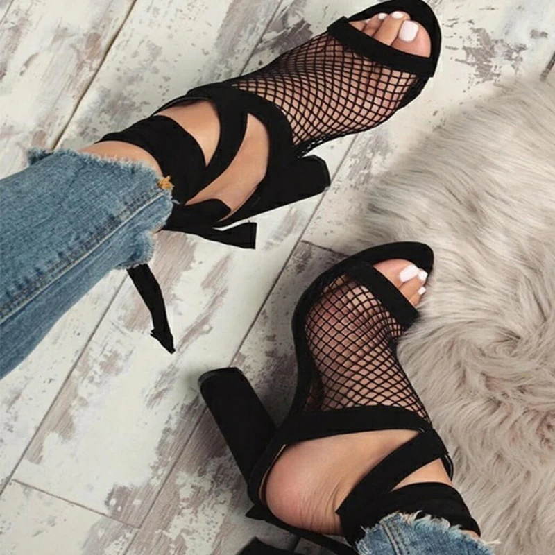 

Women Sandals 2020 Fashion Style Women Shoes Summer Sexy Bandage High Heel Thick Heel Fashion lace-up Sandals For Femenina