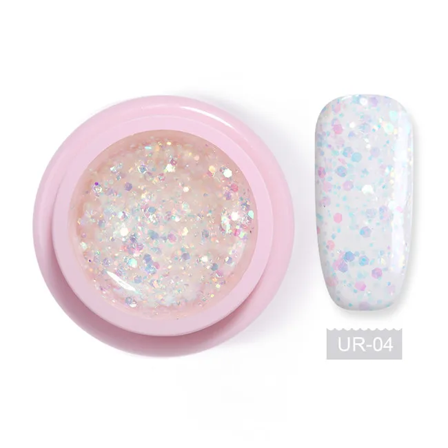 Sequins UR04 UR SUGAR 5 мл Платиновые блестки гель Блестящие Блестки гель замочить лаковое гелевое покрытие для ногтей украшения УФ гель лак живопись УФ-Полировка DIY - Цвет: Sequins UR04