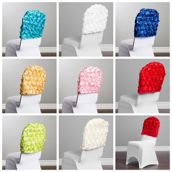 

Wholesale Price Satin Rosette Chair Cap Hood Fit For Lycra Spandex Chair Cover Event Party Hotel Decoration