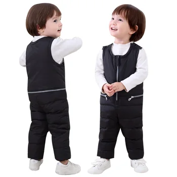 

Children Winter Down Suspenders Pants Overalls Kids Thick Warm Toursers Pants For Toddler Baby Boys Girls 80-120CM Rompers