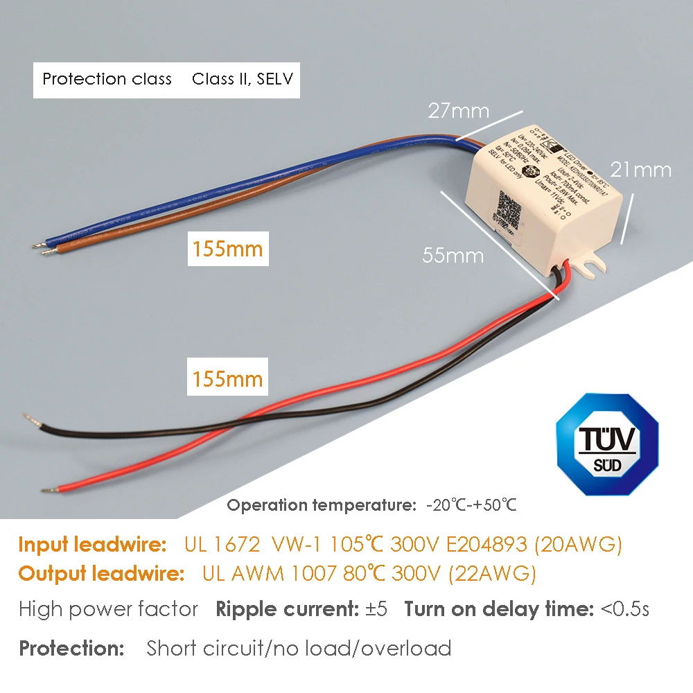 4W 5W 6W 7W 소형 미니 LED 드라이버, 150mA 250mA 300mA 350mA 500mA 700mA 정전류 전원 공급 장치 COB 칩용 높은 PFC SELV