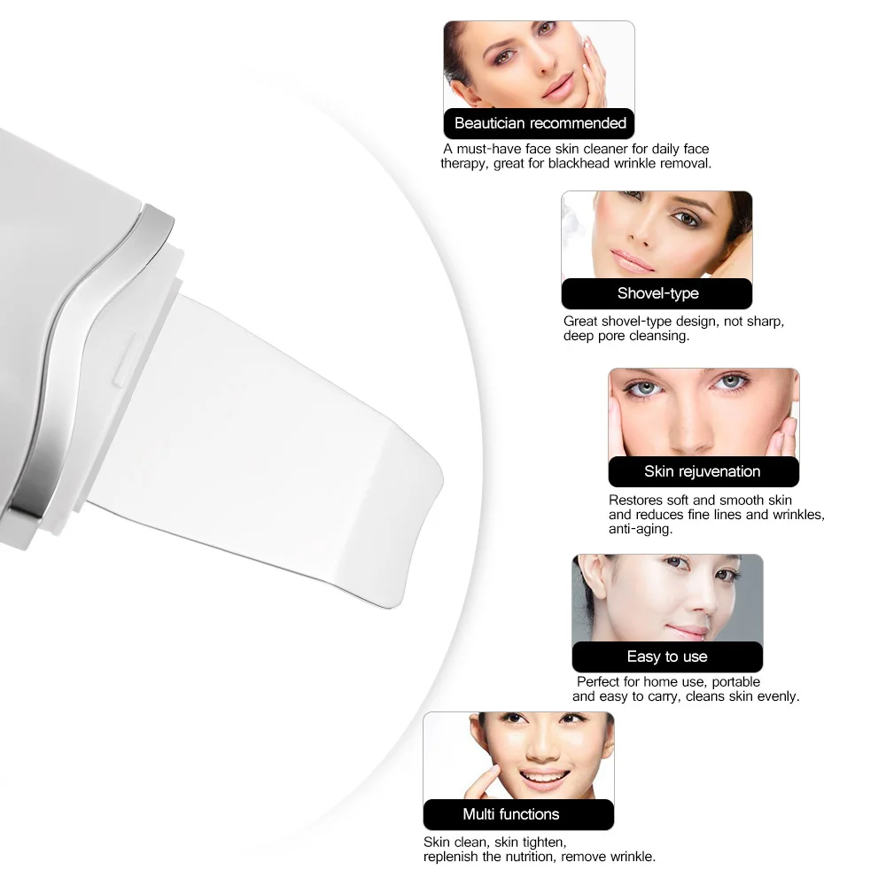 

Ultrasonic Ion Skin Scrubber Facial Skin Ultrasonic Scrubber Cleaner Blackhead Removal Face Peeling Extractor Skin Beauty Device