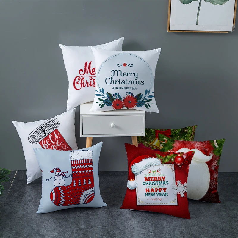 

Red Santa Snowman Christmas Cushion Cover Polyester Decorative Pillow New Year Home Decor cojines decorativos para sofa tpr224