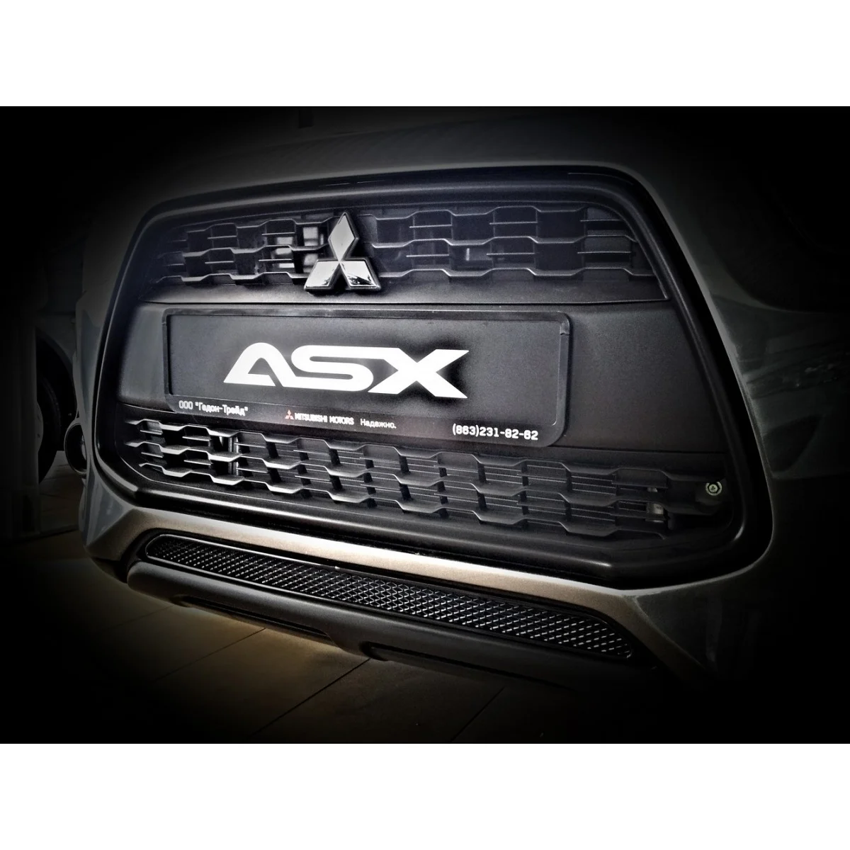 Сетка на бампер внешняя для mitsubishi asx 2012-, черн., 15 мм(митсубиси