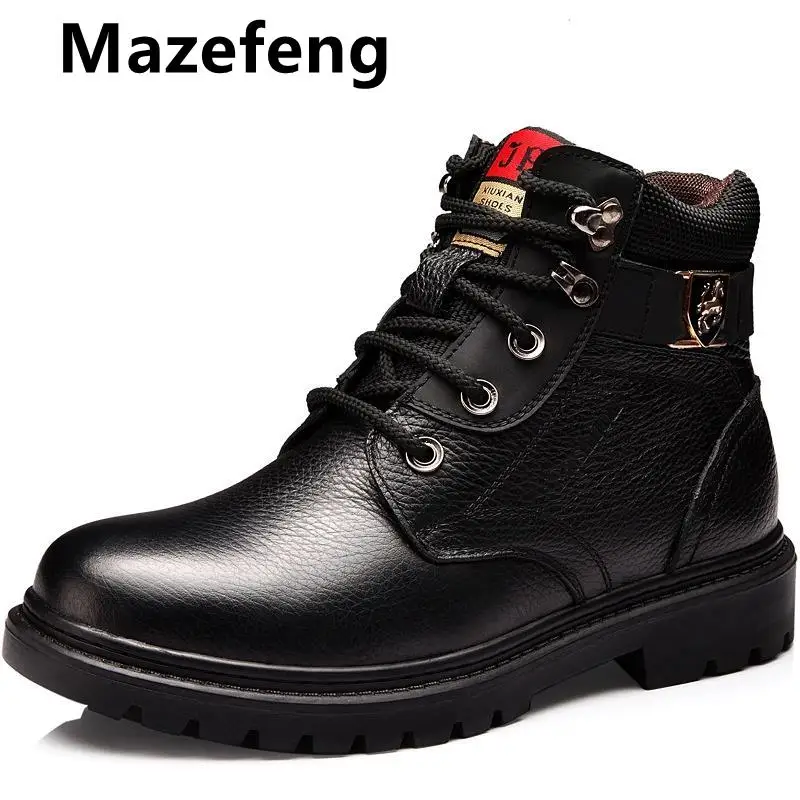 Preise Mazefeng Neue Pelz Warme männer Casual Stiefel Baumwolle Schuhe Leder Winter Flanell Martin Stiefel männer Armee Stiefel Anti  skid Männer der Schuhe
