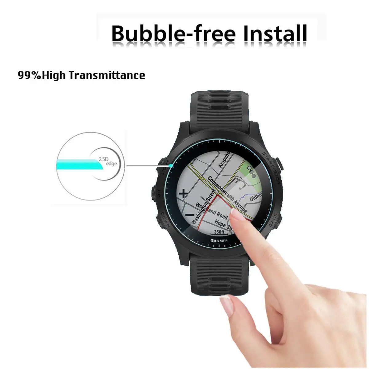 2 шт. для Garmin Forerunner 245/235/225/220 Экран протектор Закаленное Стекло с уровнем твердости 9H 2.5D Премиум пленка martWatch