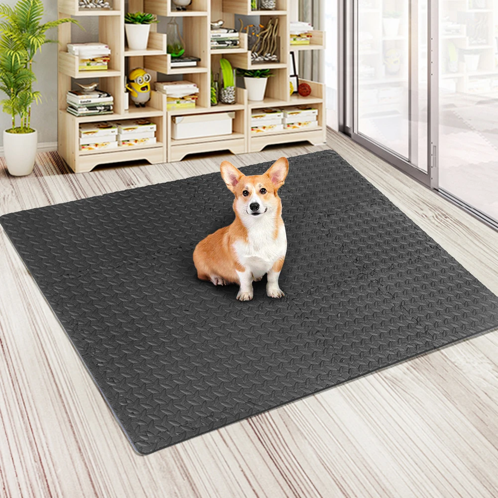 12PCS 30*30cm EVA Leaf Grain Floor Mats Gym Floor Mat Splicing Mats Patchwork Rugs Thicken Shock For Gym Fitness Room Workouts