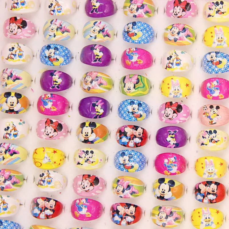 Minnie Mouse 20 шт./лот, акриловые, с рисунком Минни Маус, Эльза, Принцесса София, Детские кольца на палец, вечерние, подарки на день рождения - Цвет: Minnie Mouse